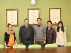 Od lewe:j dr Aleksandra Piórkowska, prof. dr hab. Marek Biesiada, dr Heng Yu, dr Zhengxiang Li i Zijia Cui