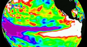 El Niño zaobserwowany przez satelitę TOPEX/Poseidon w 1997 roku. Fot. Wikipedia