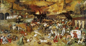 „Triumf śmierci” (1562) Pietera Bruegla odzwierciedlający powszechny w społeczeństwie wstrząs i przerażenie, wywołane czarną śmiercią. Fot. domena publiczna
