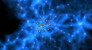 Wizualizacja proto-Wielkiego Muru i supergalaktyk. Fot. ALMA (ESO/NAOJ/NRAO)