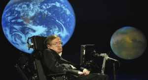 Stephen Hawking podczas uroczystości 50-lecia NASA (21.04.2008) na George Washington University w Waszyngtonie (USA). Fot. NASA/Paul E. Alers