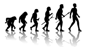 wizerunki małpy i człowieka w drodze ewolucji