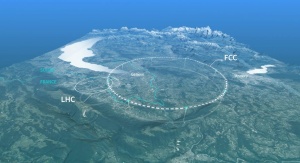 Schematyczna mapa przedstawiająca możliwą lokalizację przyszłego zderzacza kołowego FCC | Image credit: CERN
