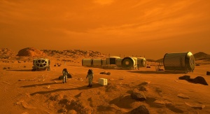Artystyczna wizja pierwszej kolonii na Marsie | Image credit: NASA 