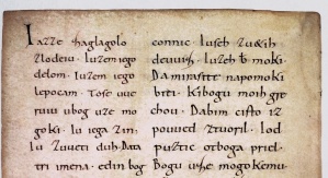 Strona zabytku fryzyńskiego zapisana minuskułą karolińską | fot. Marjan Smerke / domena publiczna, Wikipedia