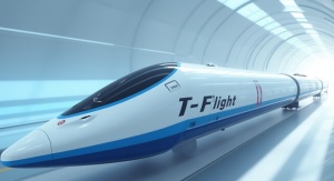 Artystyczna wizja pociągu T-Flight Hyperloop | fot. wygenerowano przez AI  