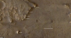 Zdjęcie obszaru działania łazika Perseverance wraz z badanymi obiektami | Image credit: NASA/JPL-Caltech/University of Arizona/USGS