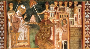 Św. Sylwester i cesarz Konstatntyn I (Donacja Konstantyna). Fot. domena publiczna