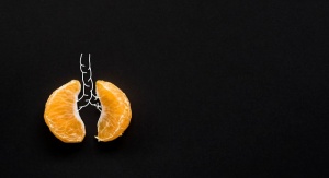 zdjęcie przedstawia cząstki mandarynki ułożone na wzór płuc człowieka