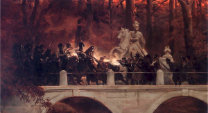 Wojciech Kossak, Starcie belwederczyków z kirasjerami rosyjskimi na moście w Łazienkach 29 listopada 1830 roku