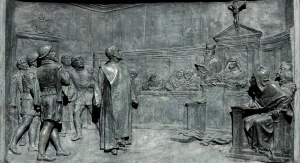 Proces Giordano Bruno – tablica na pomniku filozofa na Campo di Fiori w Rzymie