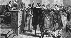 Proces czarownic z Salem przedstawiony na rycinie Williama A. Craftsa (1876) | źródło: domena publiczna 