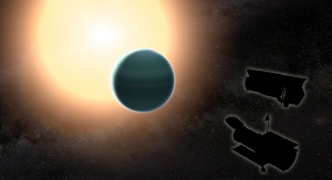 Atmosfera planety obserwowana podczas tranzytu przez tarczę gwiazdy. Image credit: NASA/GSFC