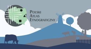 Grafika ilustrująca krajobraz wiejski, na pierwszym planie sylwetka pasącej się krowy, w tle wiatrak na wzgórzu