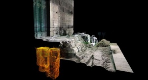 Laserowy trójwymiarowy skan pokazujący położenie grobu pod schodami Curii. Źródło: Parco Colosseo
