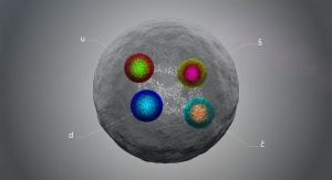 Ilustracja przedstawiająca tetrakwark złożony z dwóch kwarków powabnych i dwóch antykwarków powabnych | Image credit: CERN