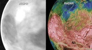 Misja Magellan zmapowała powierzchnię Wenus za pomocą radaru w latach 90. XX wieku. Obrazy dały pierwszy globalny obraz tego, co znajdowało się pod grubymi chmurami Wenus. Cechy powierzchni widoczne na obrazach WISPR (po lewej) pasują do tych z misji Magellan (po prawej) | Image credit: NASA/Johns Hopkins APL/NRL (po lewej); Magellan Team/JPL/USGS (po prawej)