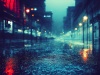 Oświetlona ulica miasta nocą w deszczu | fot. Studioworkstock – Freepik.com