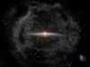 Wizualizacja "pomarszczonego" halo gwiazd wokół Drogi Mlecznej | Image credit: Halo stars: ESA/Gaia/DPAC, T Donlon et al. 2024; Background Milky Way and Magellanic Clouds: Stefan Payne-Wardenaar