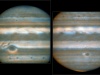 Podczerwone obrazy Jowisza z dodanymi kolorami uzyskane przez European Southern Observatory’s Very Large Telescope w 2016 roku. Kolory odpowiadają temperaturom i zachmurzeniu: ciemniejsze obszary są zimne i zachmurzone, a jaśniejsze są cieplejsze i bez chmur | Image credit: ESO / L.N. Fletcher