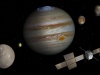 Artystyczna wizja misji Jupiter Icy Moons Explorer JUICE | image credit: spacecraft: ESA/ATG medialab; Jupiter: NASA/ESA/J. Nichols (University of Leicester); Ganymede: NASA/JPL; Io: NASA/JPL/University of Arizona; Callisto and Europa: NASA/JPL/DLR