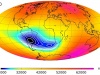 Anomalia Południowego Atlantyku (SAA) | Image credit: Christopher C. Finlay, Clemens Kloss, Nils Olsen, Magnus D. Hammer, Lars Tøffner-Clausen, Alexander Grayver & Alexey Kuvshinov, CC BY-SA 4.0 <https://creativecommons.org/licenses/by-sa/4.0>, via Wikimedia Commons