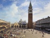 Plac Św. Marka w Wenecji - obraz Canaletto „Walka byków”, obraz Cimarolli, zdjęcie współczesne