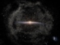 Wizualizacja "pomarszczonego" halo gwiazd wokół Drogi Mlecznej | Image credit: Halo stars: ESA/Gaia/DPAC, T Donlon et al. 2024; Background Milky Way and Magellanic Clouds: Stefan Payne-Wardenaar
