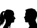 profil kobiety i mężczyzny, skierowane do siebie twarzą