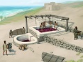 Rekonstrukcja odkrytej prasy winiarskiej. Dzięki uprzejmości Tell el-Burak Archaeological Project