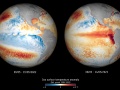 Grafika porównująca temperatury wód powierzchniowych oceanów między majem 2022 a majem 2023 roku |  Image credit: ESA (Data source: NOAA)