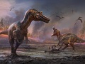 Artystyczna impresja przedstawiająca spinozaury. Autor: Anthony Hutchings, źródło: Phys.org