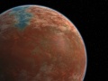 Planeta Wolkan według wyobrażeń fanów serialu "Star Trek". Źródło: https://sto.gamepedia.com/File:Vulcanorbit_01.jpg