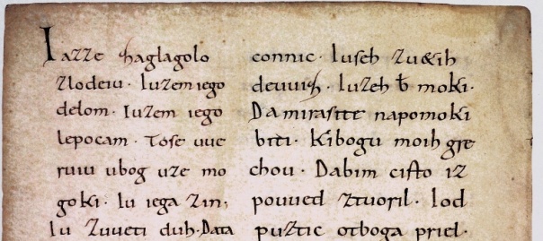 Strona zabytku fryzyńskiego zapisana minuskułą karolińską | fot. Marjan Smerke / domena publiczna, Wikipedia