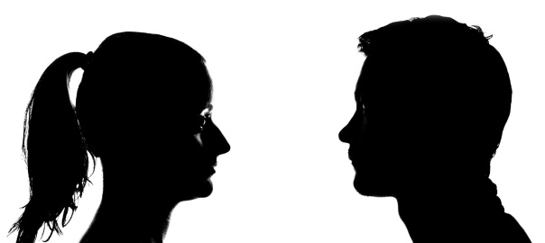 profil kobiety i mężczyzny, skierowane do siebie twarzą