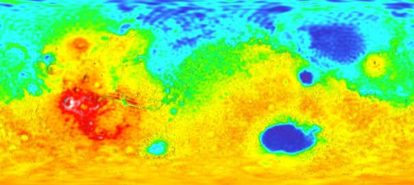 Zmiany wysokości wskazują, gdzie Mars mógł kiedyś mieć rozległy północny ocean | Image Credit: Mars Orbiter Laser Altimeter Science Team/NASA 